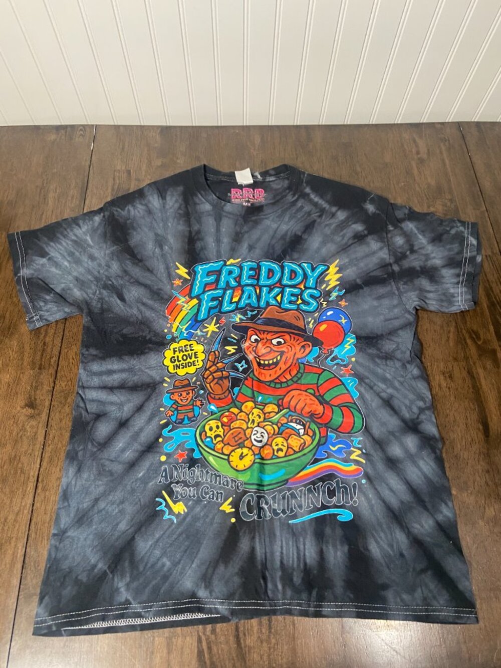 Rolling Rack Boutique Freddy Flakes Graphic Tie Dye T-Shirt M/L Nightmare Tee